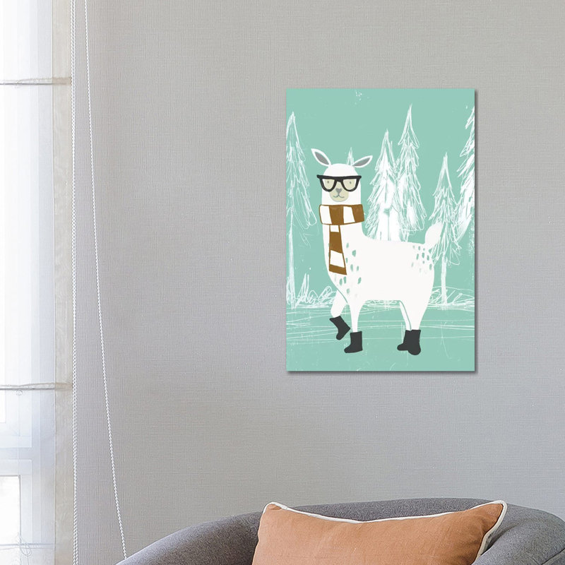 Bundle Up Llama III by June Erica Vess - Wrapped Canvas Gallery-Wrapped Canvas Giclée, 66.04cm H x 45.72cm W