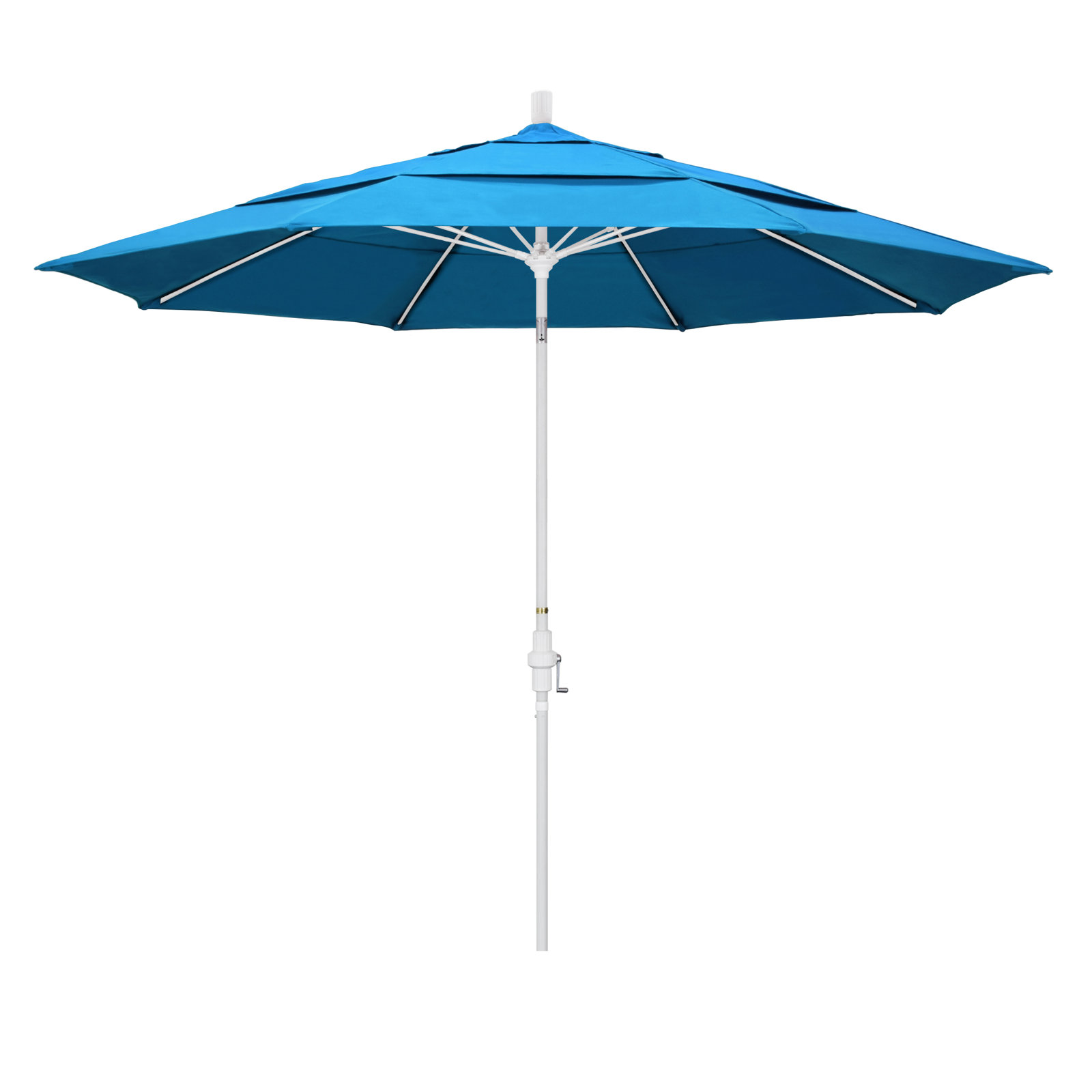 Brent 11' Sunbrella® Umbrella, 102"H x 132"W x 132"D, Matted White, Canvas Cyan Sunbrella® Canvas