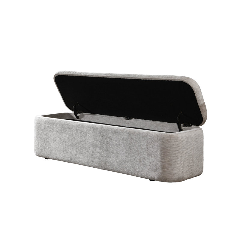 Orane Gray Linen Bench w/Storage