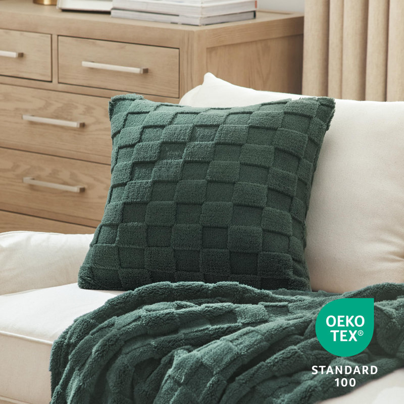 Bedsure Checkered Throw Pillow Covers, Mallard Green