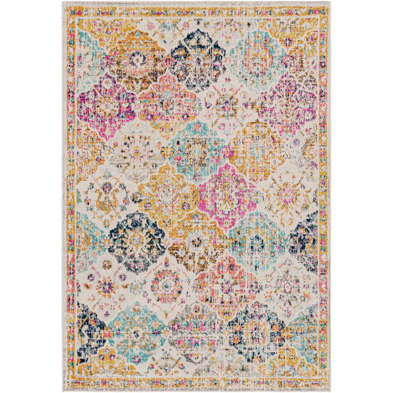Sterne Machine Woven Beige/Blue/Orange/Pink/Teal/Yellow Indoor Rug, Rectangle 140 x 200 cm