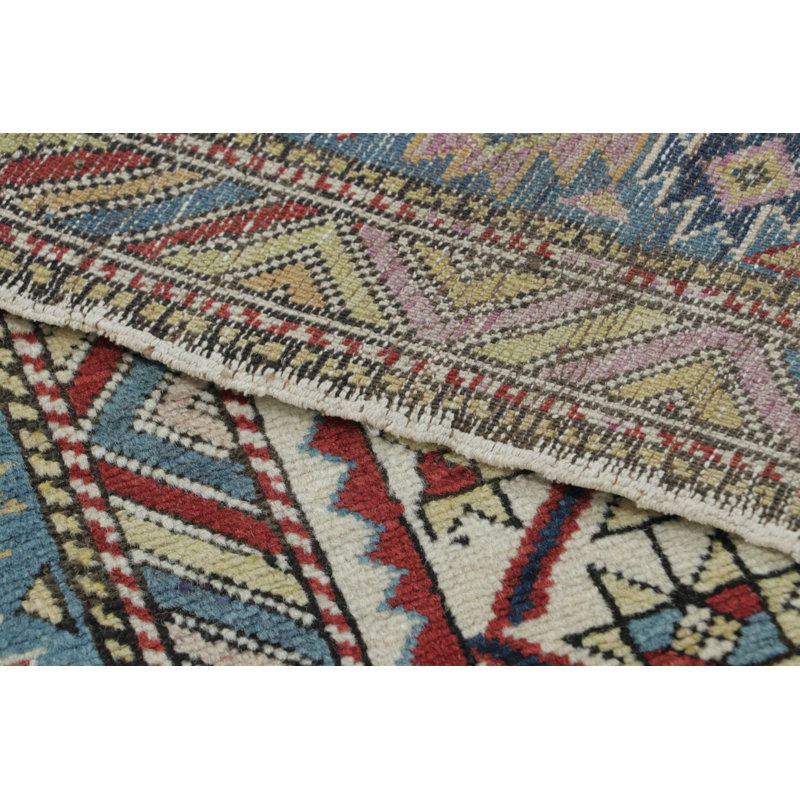 Vintage Shirvan Square Rug With Polychromatic Geometric Patterns - Rug & Kilim