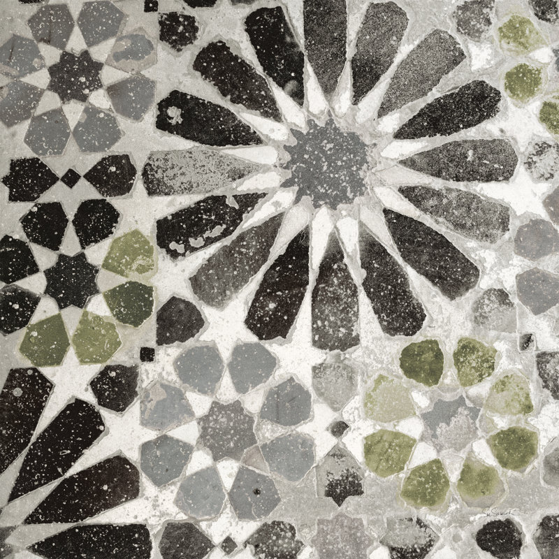 «Alhambra Tile III Grey Green» par Sue Schlabach, reproduction sur toile tendue, H 20 po x l 20 po, Non