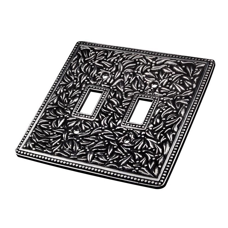 San Michele 2-Gang Toggle Light Switch Wall Plate, Vintage Pewter, 5.25" H x 5.38" W x 0.31" D
