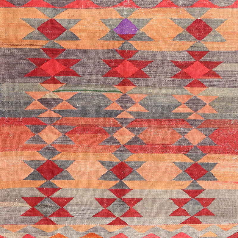 Tapis contemporain rouge / gris / safran, Carré 6 pi