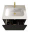 Meuble-lavabo moderne 24 po - Chêne noir brossé rayé, lavabo blanc brillant