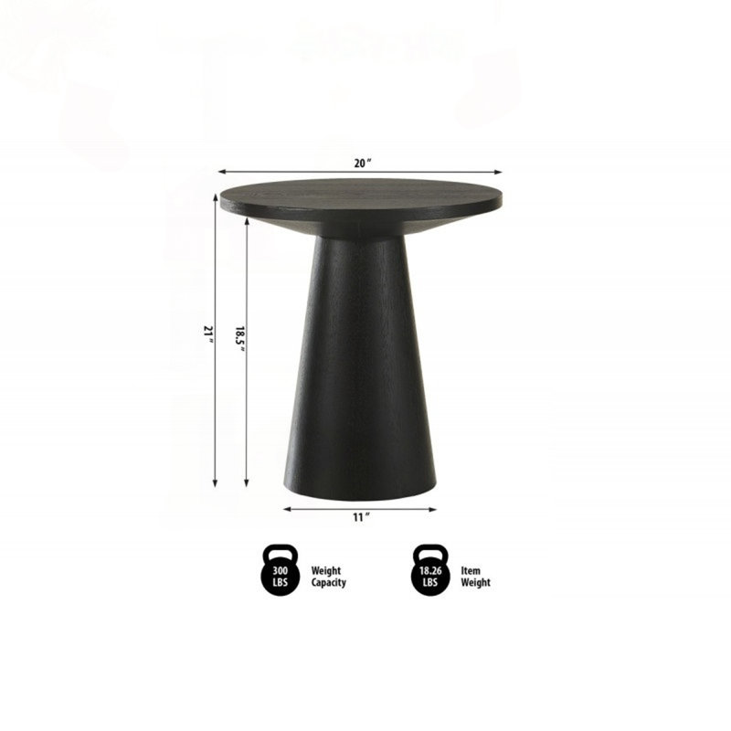 Console ronde à piédestal avec plateau biseauté, Noir