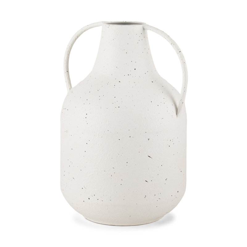 Donzel White W/ Black Speckles Tall Vase