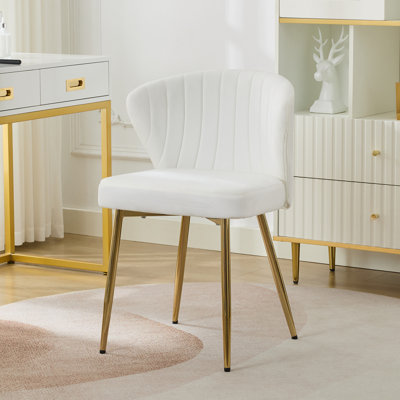 Velvet Upholstered Vanity Accent Chair with Gold Metal Legs