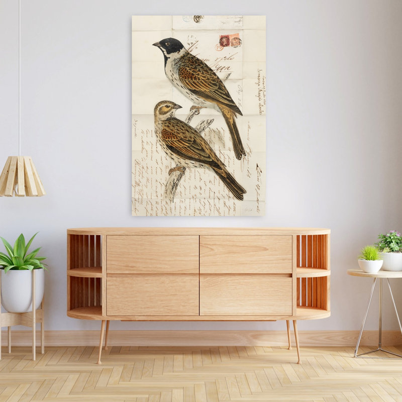 Oiseau rétro à tête noire, H 48 po x l 32 po