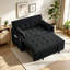  Canapé-lit moderne convertible de 53 po avec lit escamotable et dossier réglable, noir-130574590