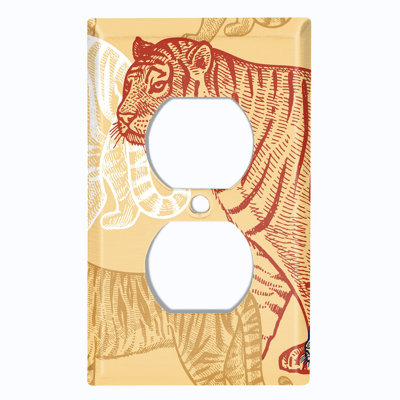 Metal Light Switch Plate Cover; US Standard Size 2 Gang Toggle - Tiger Drawings