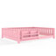 Lit pour grand lit simple pour enfants avec bibliothèque intégrée et garde-corps de sécurité, cadre de lit Montessori en bois de pin massif, rose-129020150