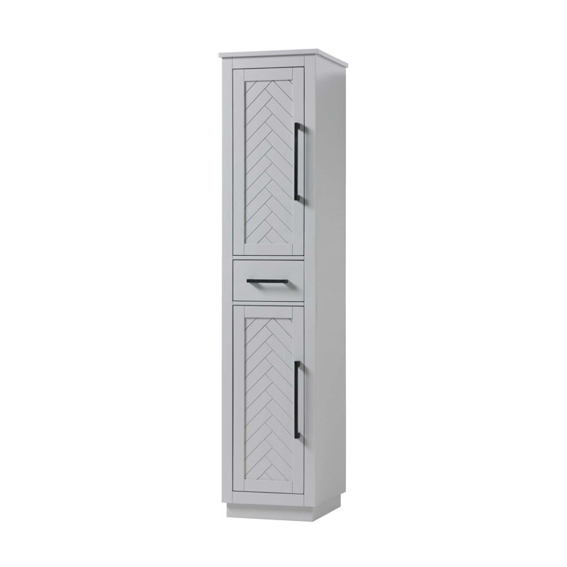 16 inch Bath Storage Cabinet in Grey, 72" H x 16" W x 18" D, Gray