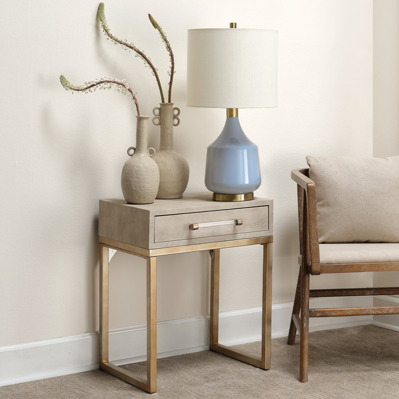 Aluino End Table with Storage, Cream