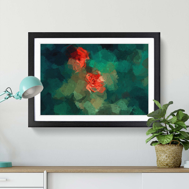 Rose Garden in Abstract - Picture Frame Graphic Art Print, 50cm H x 76cm W x 2cm D, Black