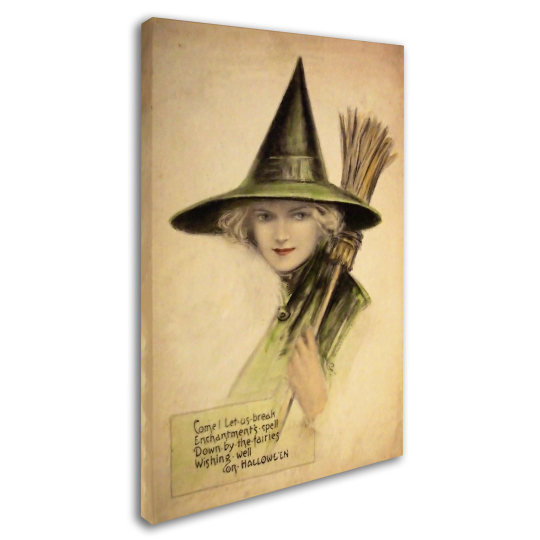" Halloween Beautiful Green Witch " by Vintage Apple Trademark Fine Art 