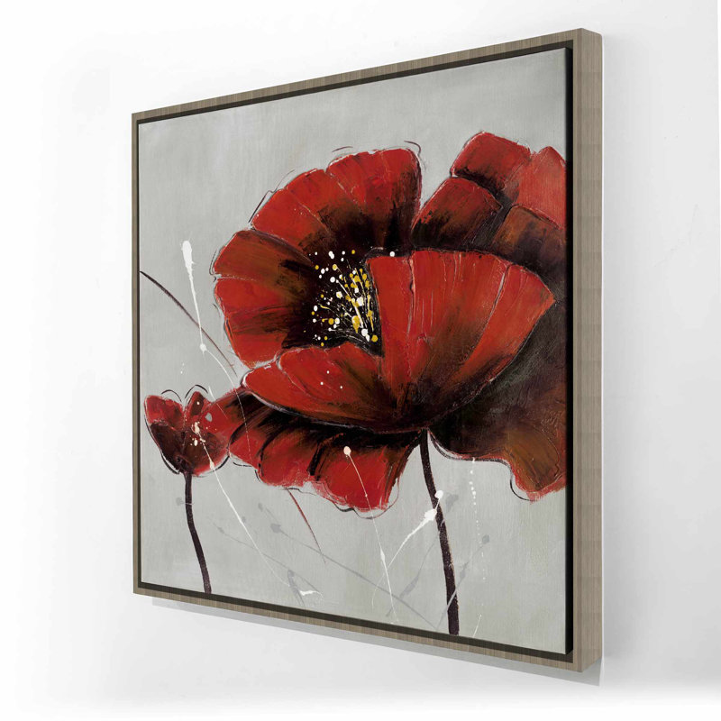 Red Poppy Flowers - Botanical Contemporary, toile encadrée