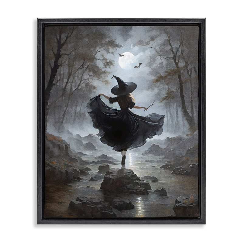 «Witch in Moonlit Forest», art mural sur toile flottante, design par Jo Moulton, H 21 po x l 17 po