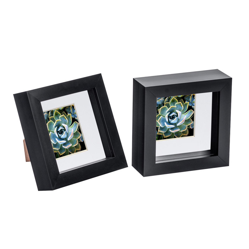 Nicola Spring - 3D Box Photo Frames, 12.5cm H x 12.5cm W x 3.5cm D, Black/White