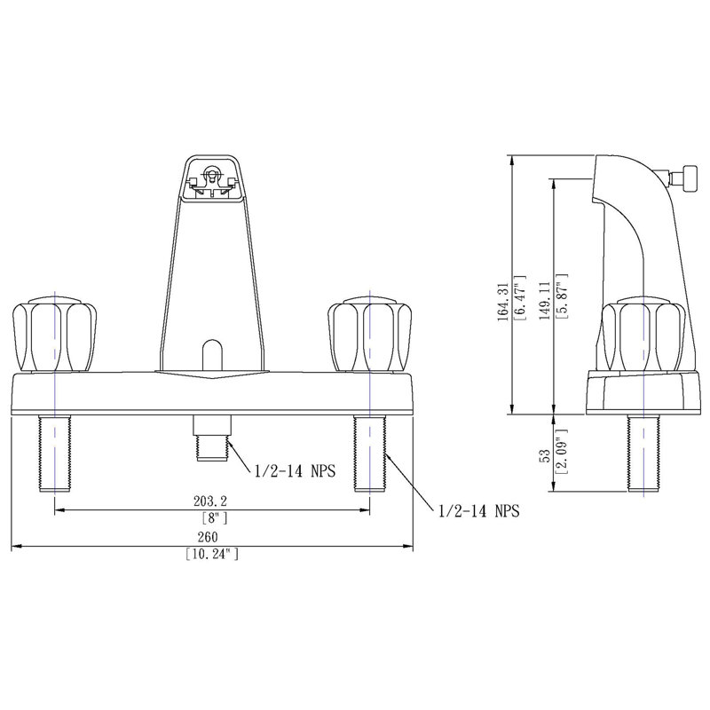 Mobile Home Double Handle Wall Mounted Roman Tub Faucet Trim