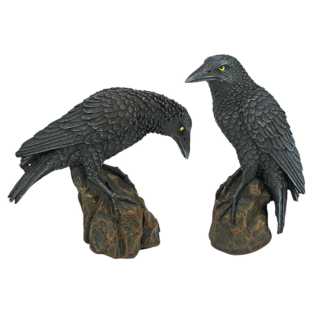 2 Piece Mystic Night Raven Figurine Set Design Toscano