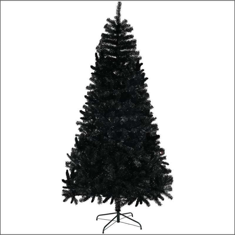 Arbre de Noël artificiel de 6 pi de hauteur, arbre de Noël non éclairé avec 1000 pointes de branches, ouverture automatique, base en acier, décoration des Fêtes pour bureau personnel, noir