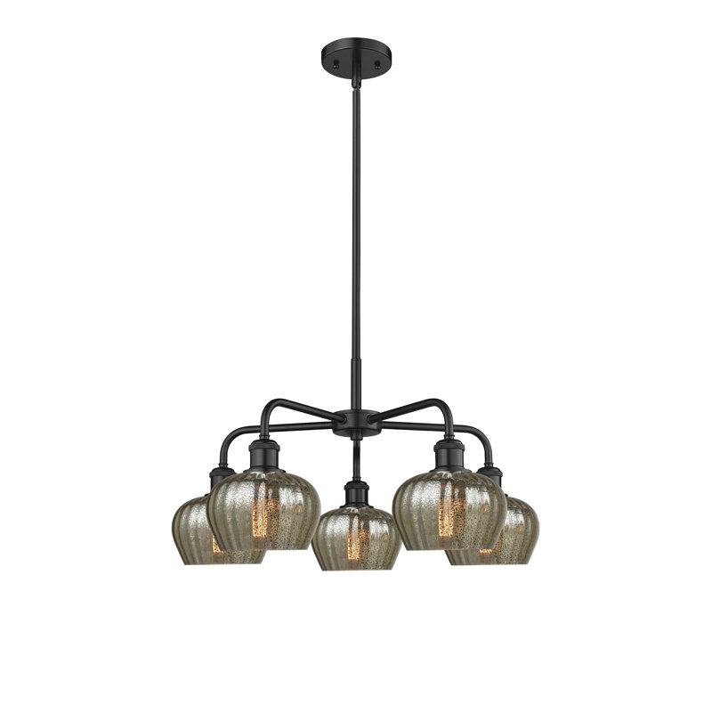 Lustre bol 5 lumières Calnie, Mercurisé, Noir mat