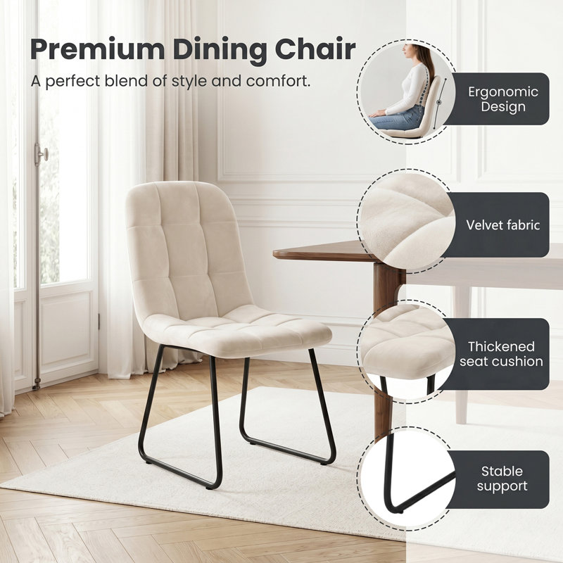 47cm H Upholstered Upholstered Back Side Chair, White