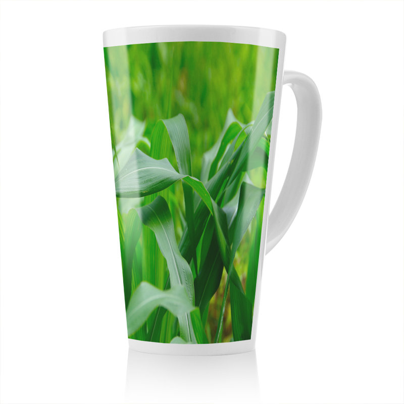 Leaves corn fields as background Designer Latte Mug