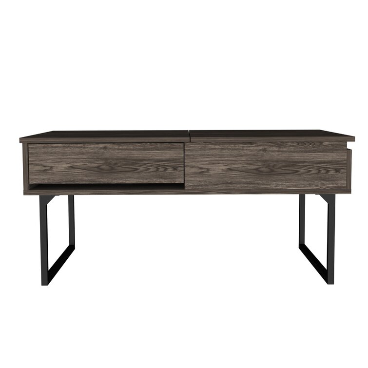 Luxor 18-inch Tall Lift Top Coffee Table with Drawer, Dark Walnut