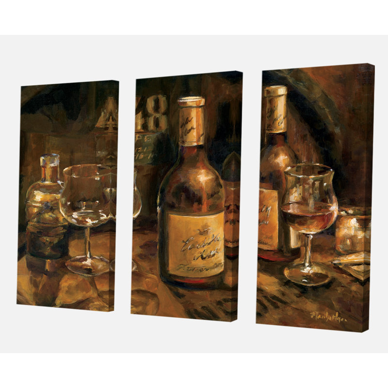 " Vintage Wine Cellar " 3 - Pieces Painting Print, 28" H x 36" W x 1" D