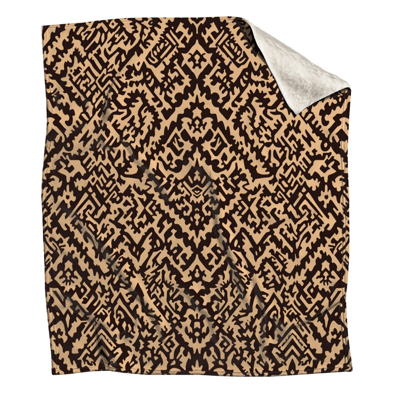 Intricate Brown Beige Pattern Blankets, 60in W x 80in H