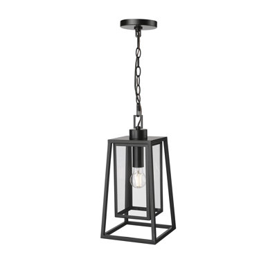 Denzell 8.25" Wide 1-Light Outdoor Hanging Lantern - Powder Coated Black