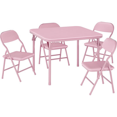 5 Piece Set Folding Table and Chairs Set, Activity Table and Chairs Set for Dining Room,Daycare,Classrooms