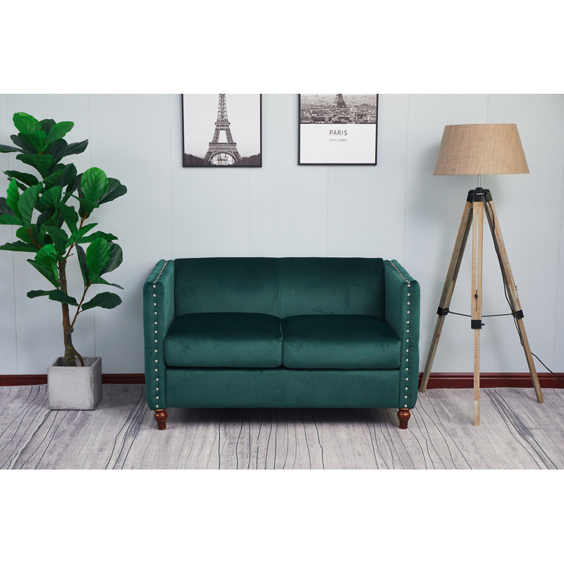 Shawn 49'' Velvet Loveseat, Green Velvet