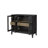 Aurora Glass Door Server – Peppercorn Elm Veneer Buffet Cabinet with Drawers, Display Storage & Soft Close Doors