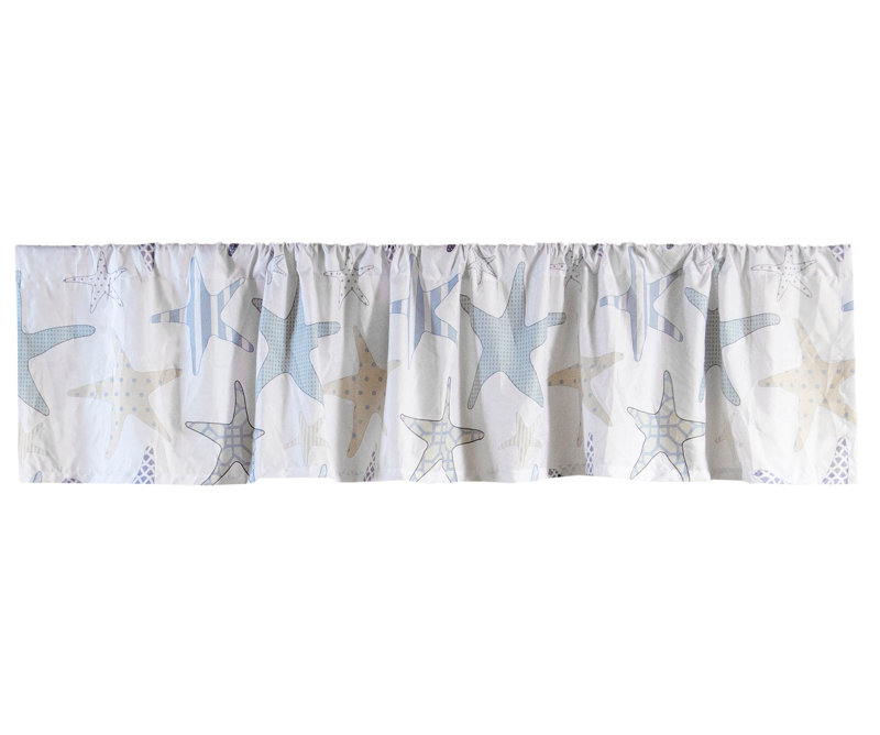 Starfish Seas Off-White and Blue Tab Top Valance