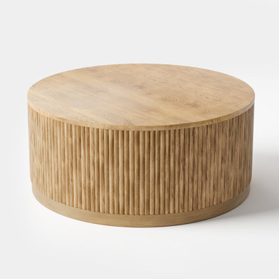 Table basse ronde en bois massif de 36,02 po Sharna