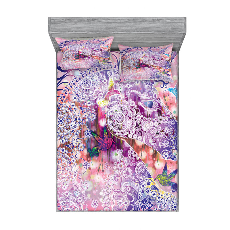 Microfiber Paisley Sheet Set, Full/Double Sheet Set with Fitted Sheet