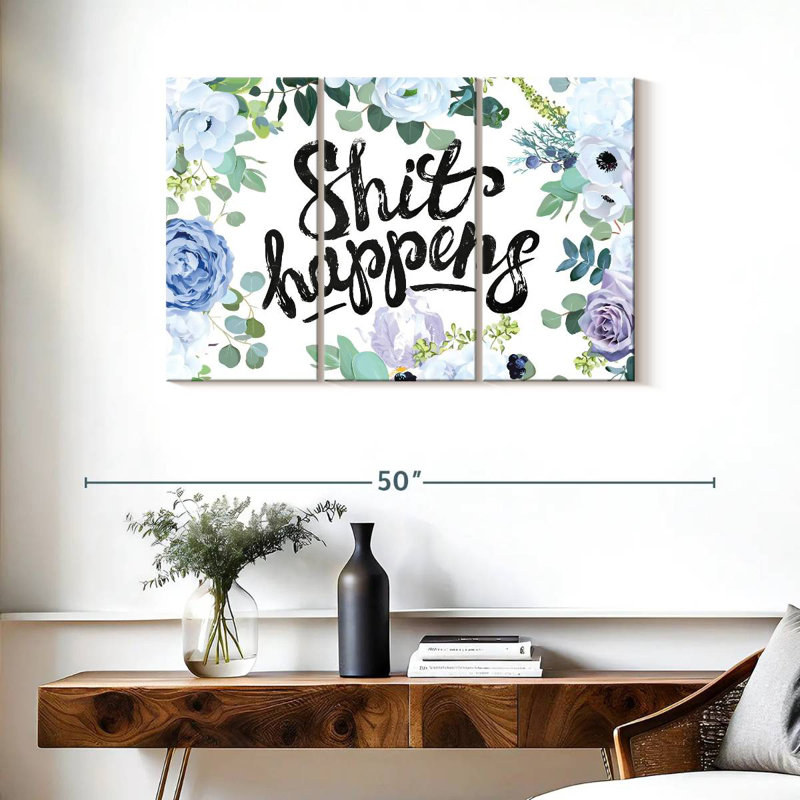 Floral, merde, typographie, H 24 po x l 38 po