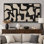 Contours abstraits de forme Mid-Century, œuvre d'art beige et noir, décoration de chambre à coucher rétro, très grande impression sur toile encadrée