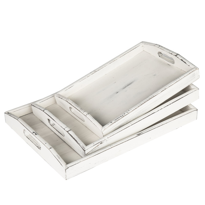 3 Piece Serving Tray Set, White