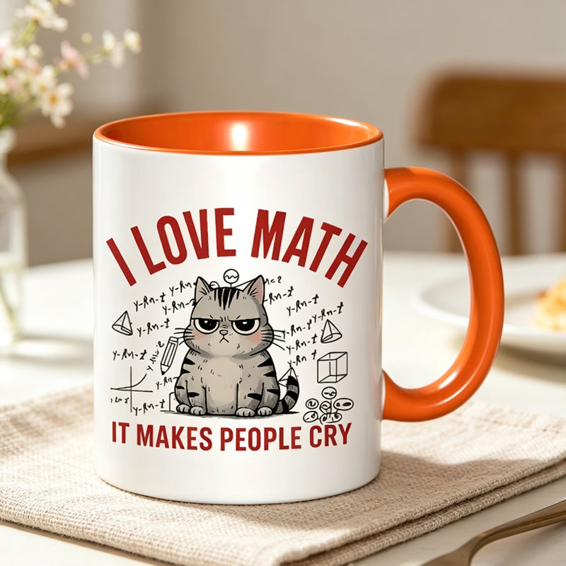 1pc I love mathematics. Logo Ceramic Coffee Mug Coffee Cup Tea Mug Holiday Gift Leisure Time suitable for holding Tea Milk.