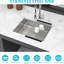 Compliant 23 X 18 5.5 Inch T304 Stainless Steel Kitchen Sink, Low-Profile Depth, Sloped Drain, Splash Design, Condensation Coating, Noise-Reducing Pad, Flat Front Edge, With Drain Assembly And