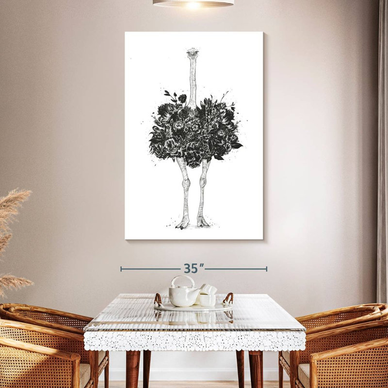 Brampt Floral Ostrich, 51" H x 34" W