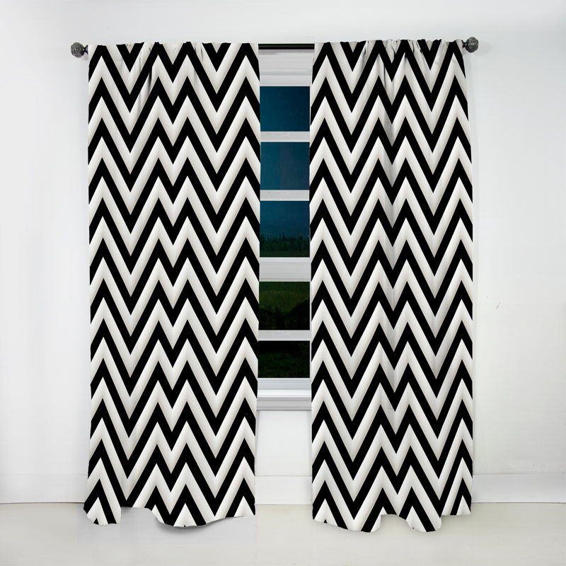 Motif à chevrons noir et blanc Harmony - Rideau à chevrons - Velours obscurcissant - 1 panneau, L 52 po x L 108 po