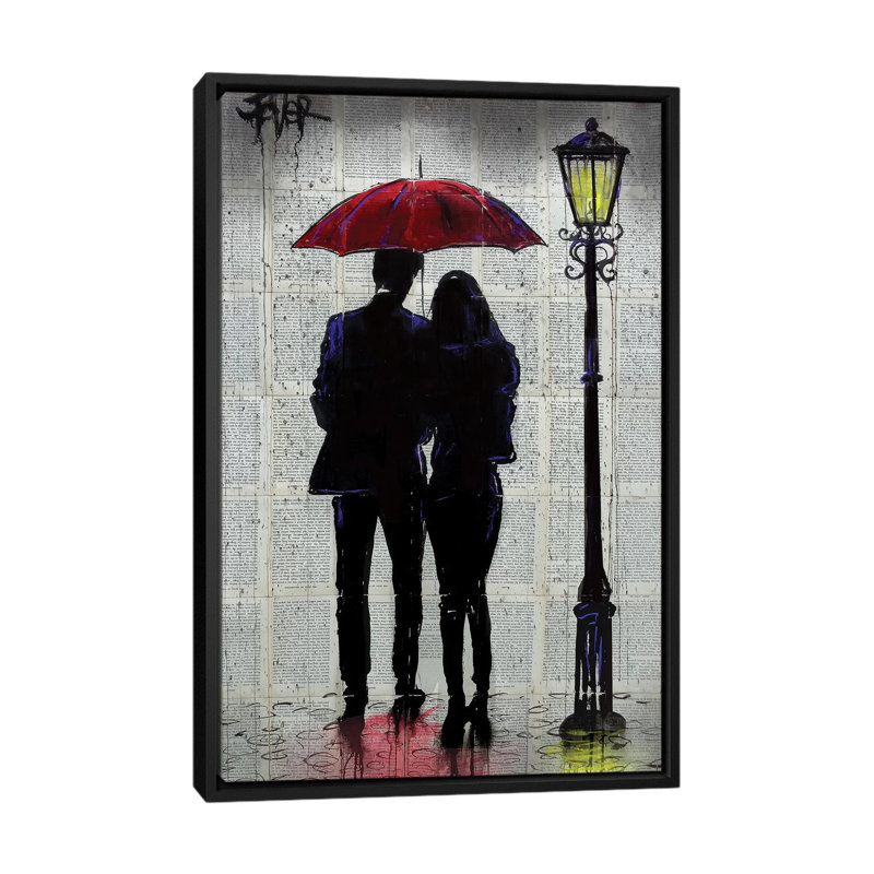 «Rain Rain Come Again» par Loui Jover - impression d'art graphique, H 26 po x l 18 po x 1,5 po, Toile avec cadre noir