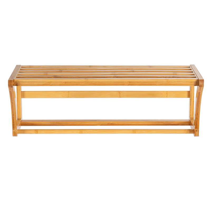 Aitkin Bamboo Solid Wood Accent Shelf with Towel Bar