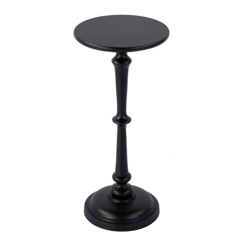 Alisa 10 in. W Round All Metal Pedestal Base End Table, Bronze